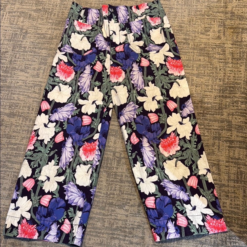 Anthropologie Floral Wide Leg Pants - Multicolor